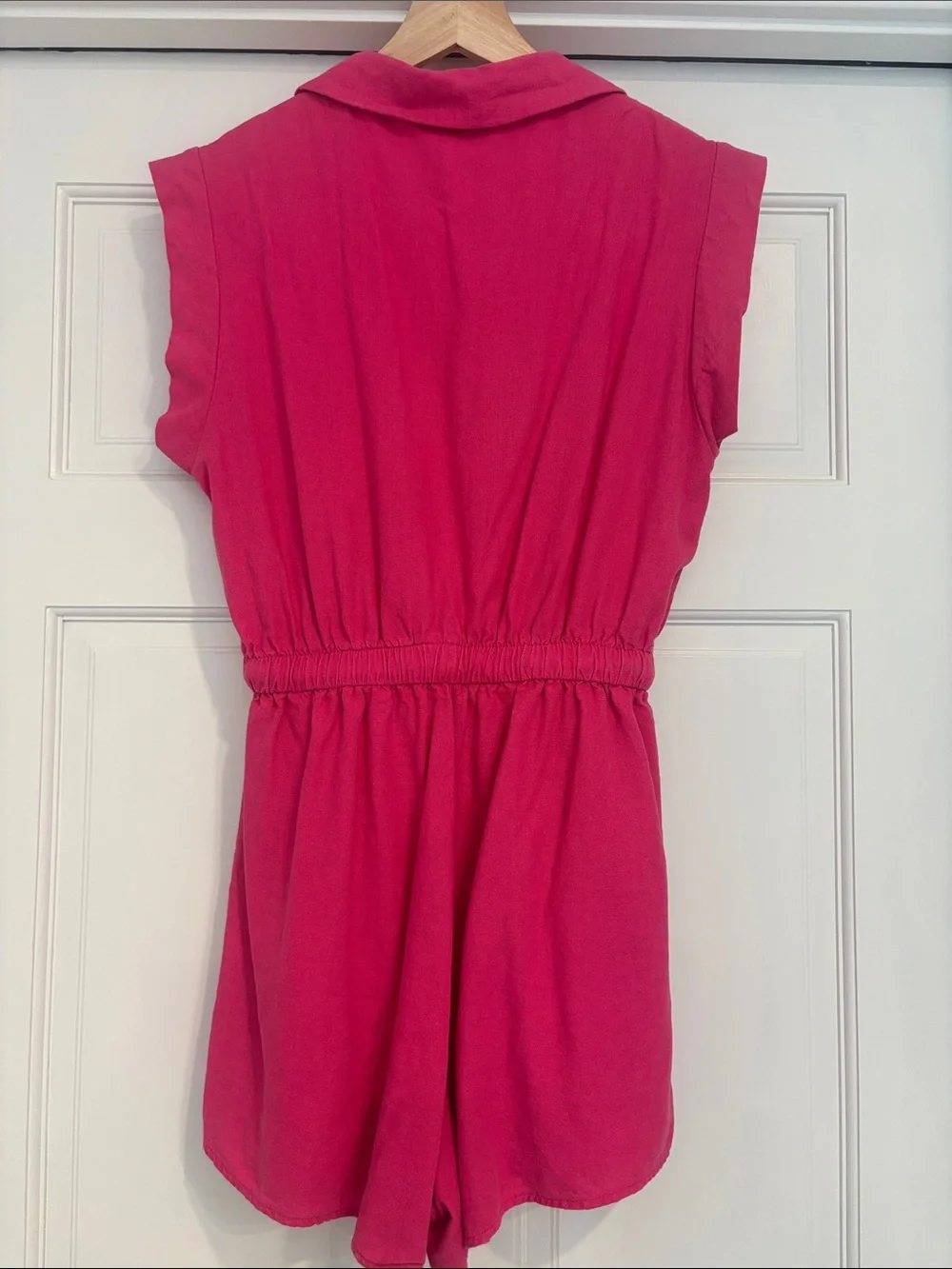 Women’s Hot Pink Button-Front Romper
